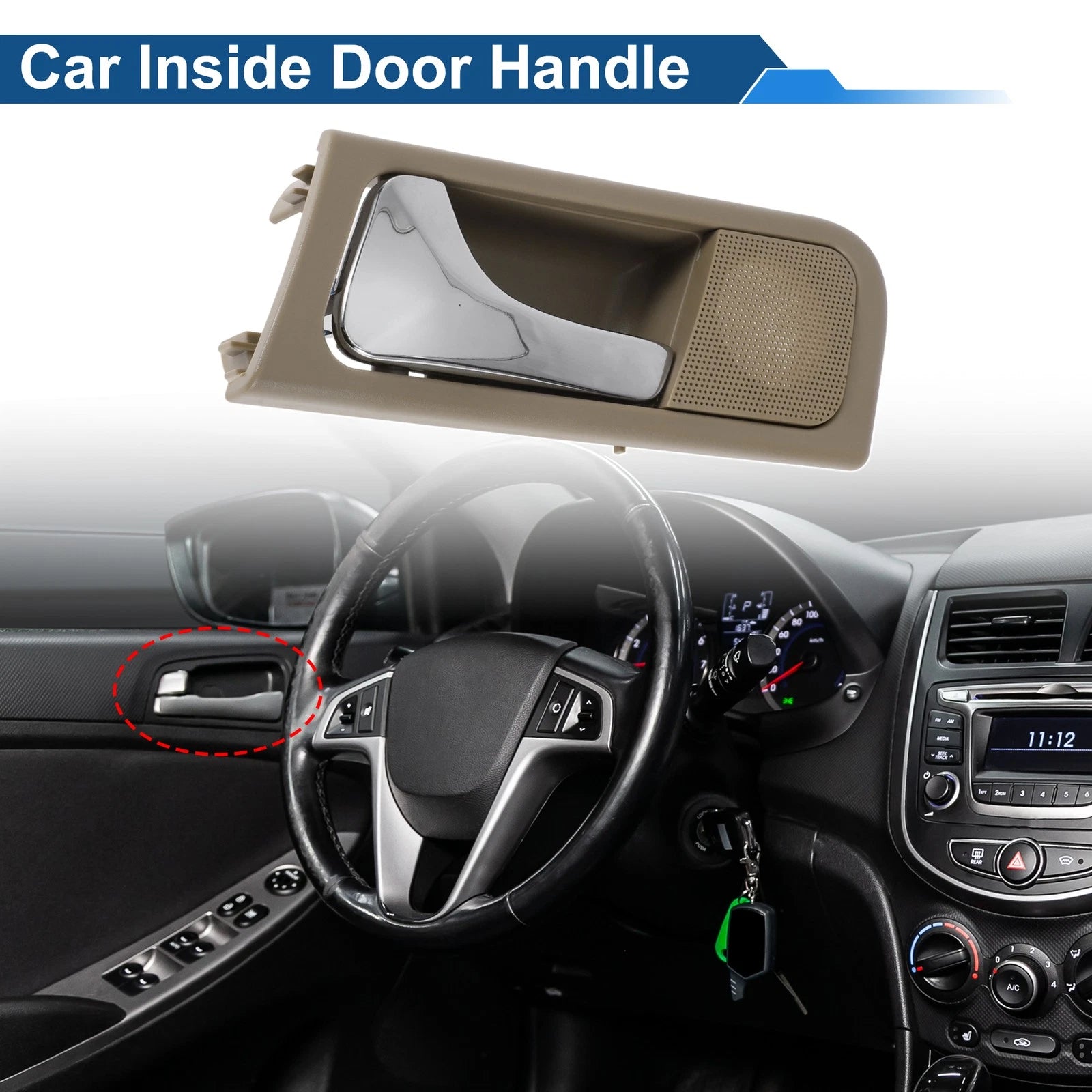 Front Passenger Side Interior Door Handle for Buick Excelle (2003–2008) Beige Chrome