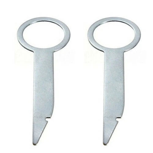 Set of 4 Car Radio Removal Tools Pins Release Tool Keys Silver