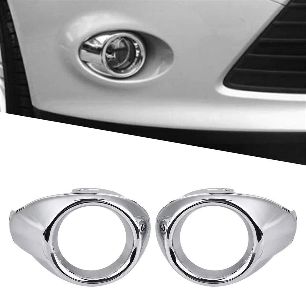 2Pcs Front Fog Light Lamp Cover Chrome Ring Trim for Ford Focus (2012–2014)