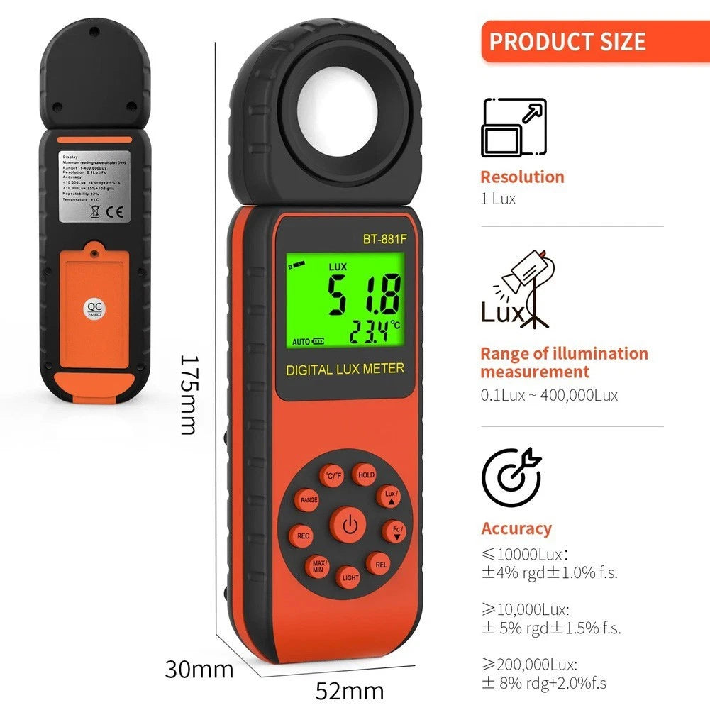 Digital Lux Meter for Measuring Light Intensity (1 to 400000)