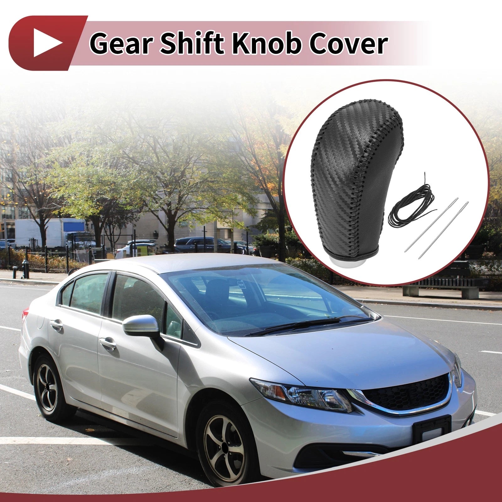 Gear Shift Knob Cover Replacement for Subaru Forester (2014–2017) Black Carbon Fiber