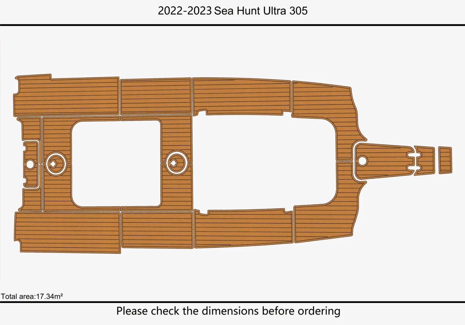 EVA Pad Foam Teak Deck Flooring Mat for Sea Hunt 305 Ultra (2022)