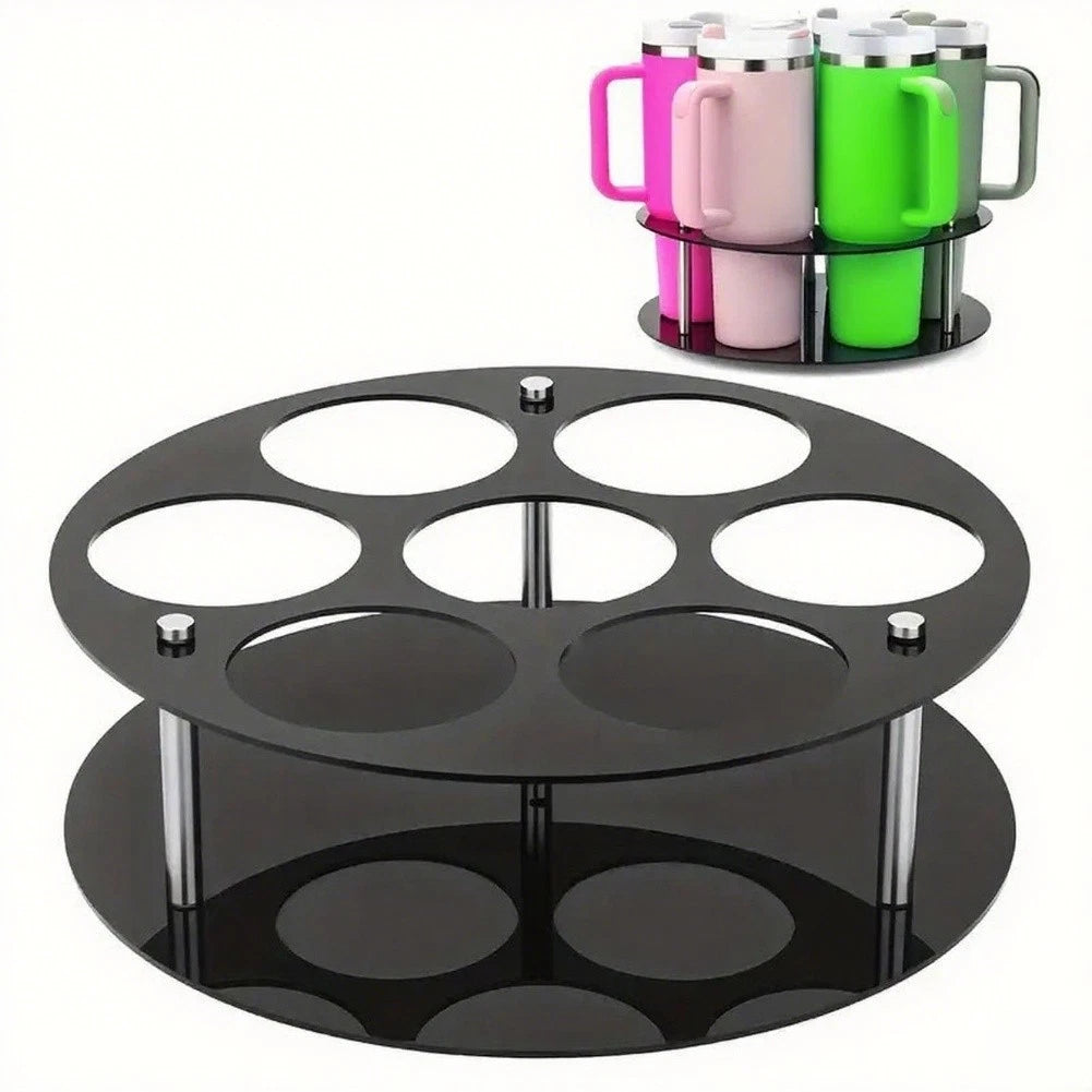 7 Slot Water Bottle Organizer for Drinkware (Clear Acrylic)