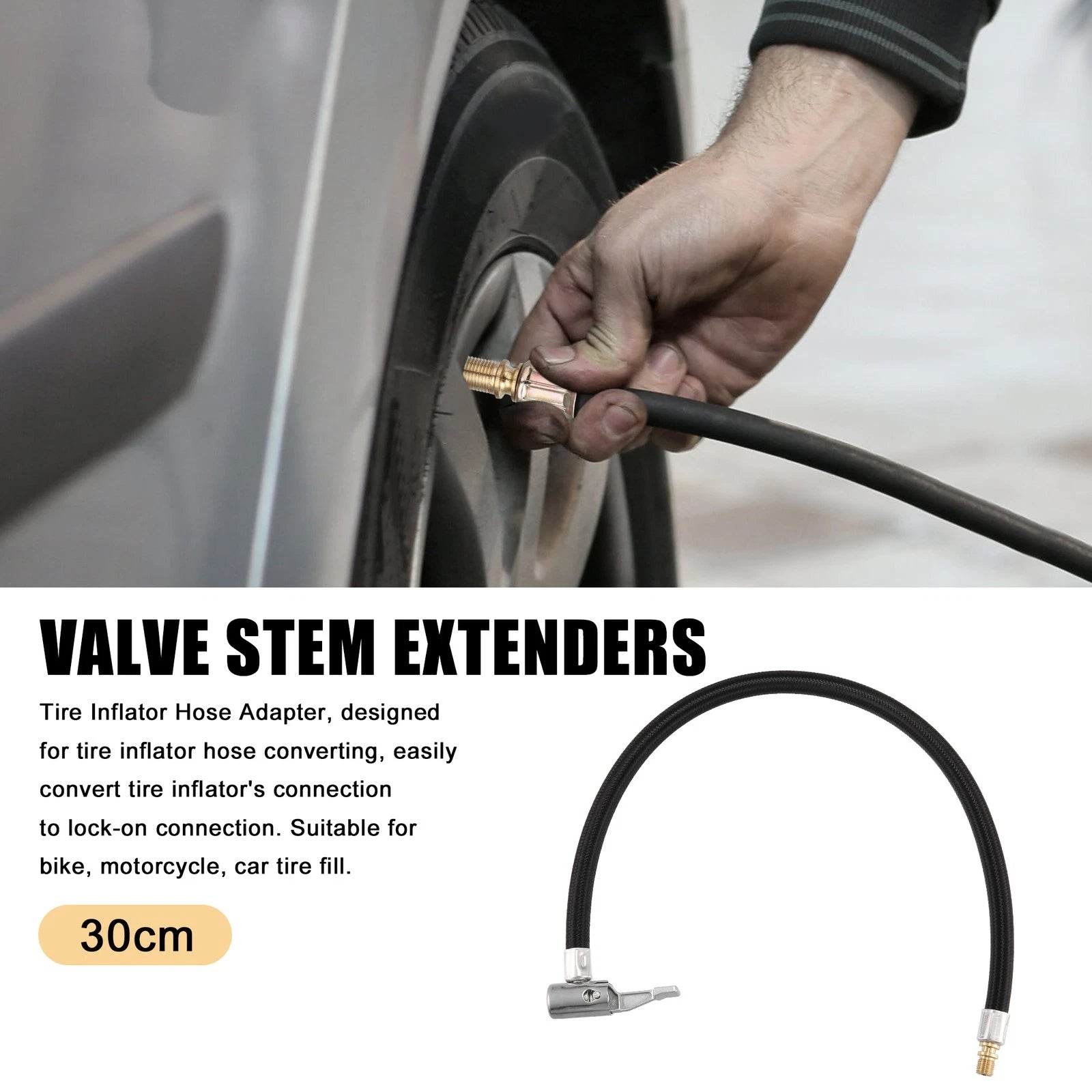 Tire Valve Stem Extension Hose 40cm for Motorcycle Bicycle (16 Inch)
