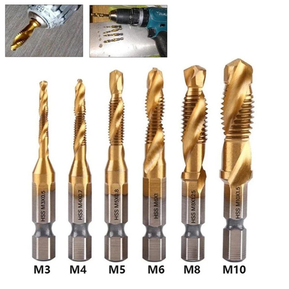 6pcs Thread Tap Set M3 M5 M6 M8 M10 for Various Materials