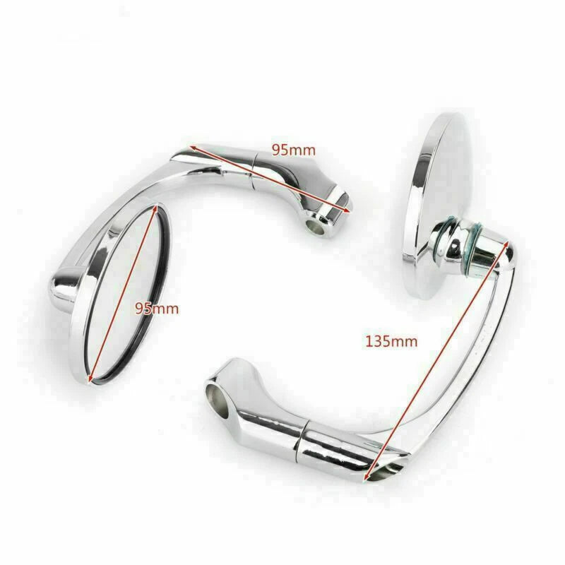 Pair of Moto L-Bar Round Rear View Mirrors for Universal (8mm 10mm)