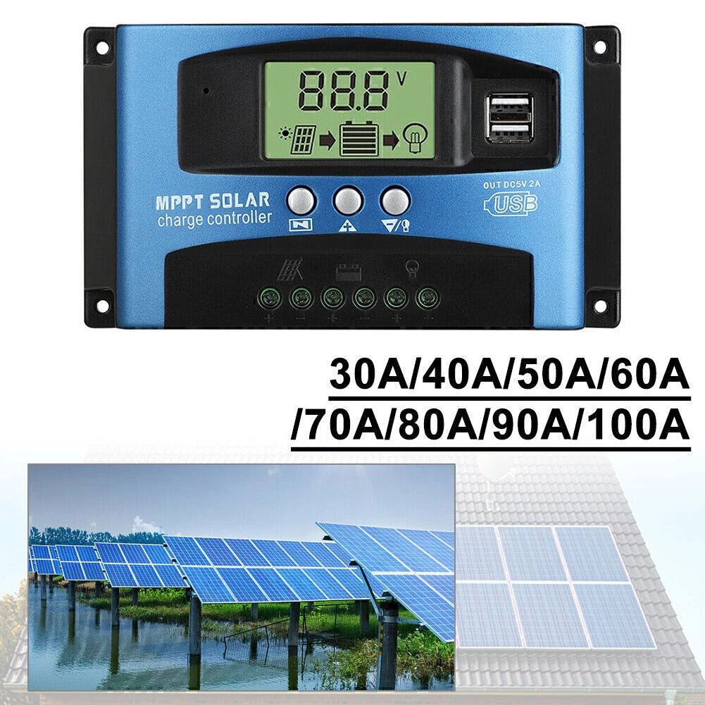 MPPT Solar Panel Regulator Charge Controller for 12V/24V (30A-100A)