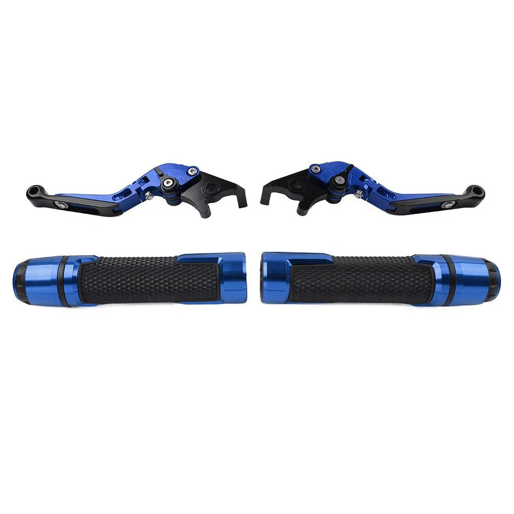 Blue Extendable Brake Clutch Levers Handlebar Grips Sets For Suzuki GSX-S750