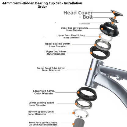44mm Lightweight Aluminum Integrated Headset for Road MTB Frames