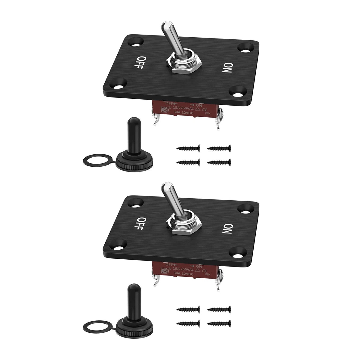 2Pcs 30A 12VDC Waterproof Toggle Switch for Motorcycle (On Off)