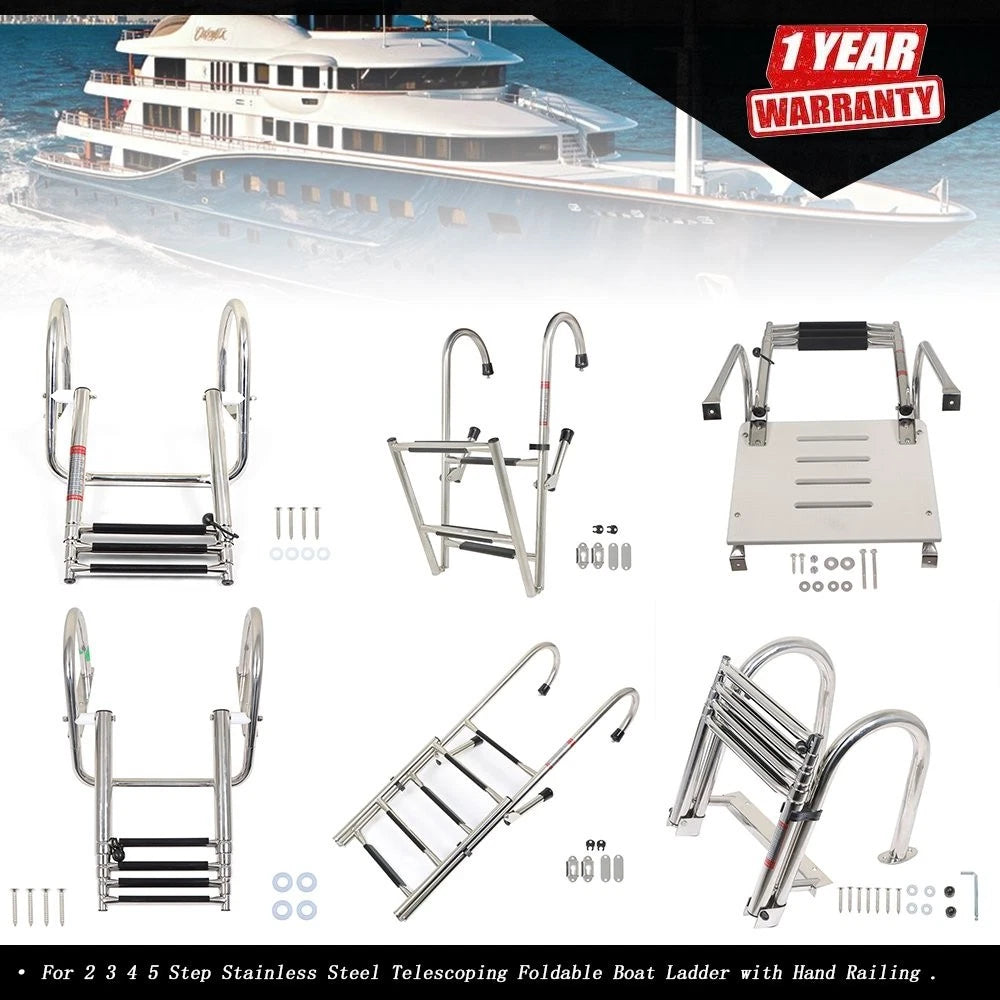 Stainless Steel Telescoping Dock Ladder for Boat (2/3/4/5 Steps)