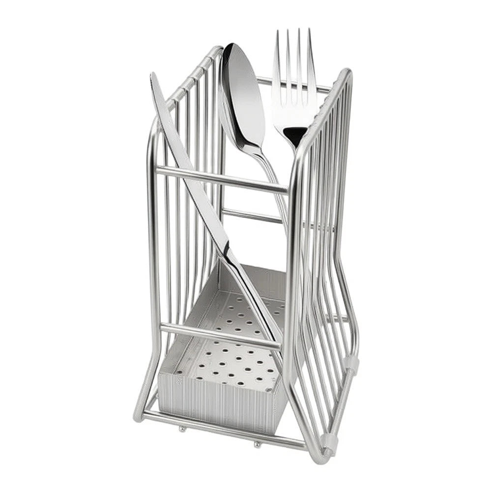 Stainless Steel Cutlery Holder with Quick Dry Drainage System