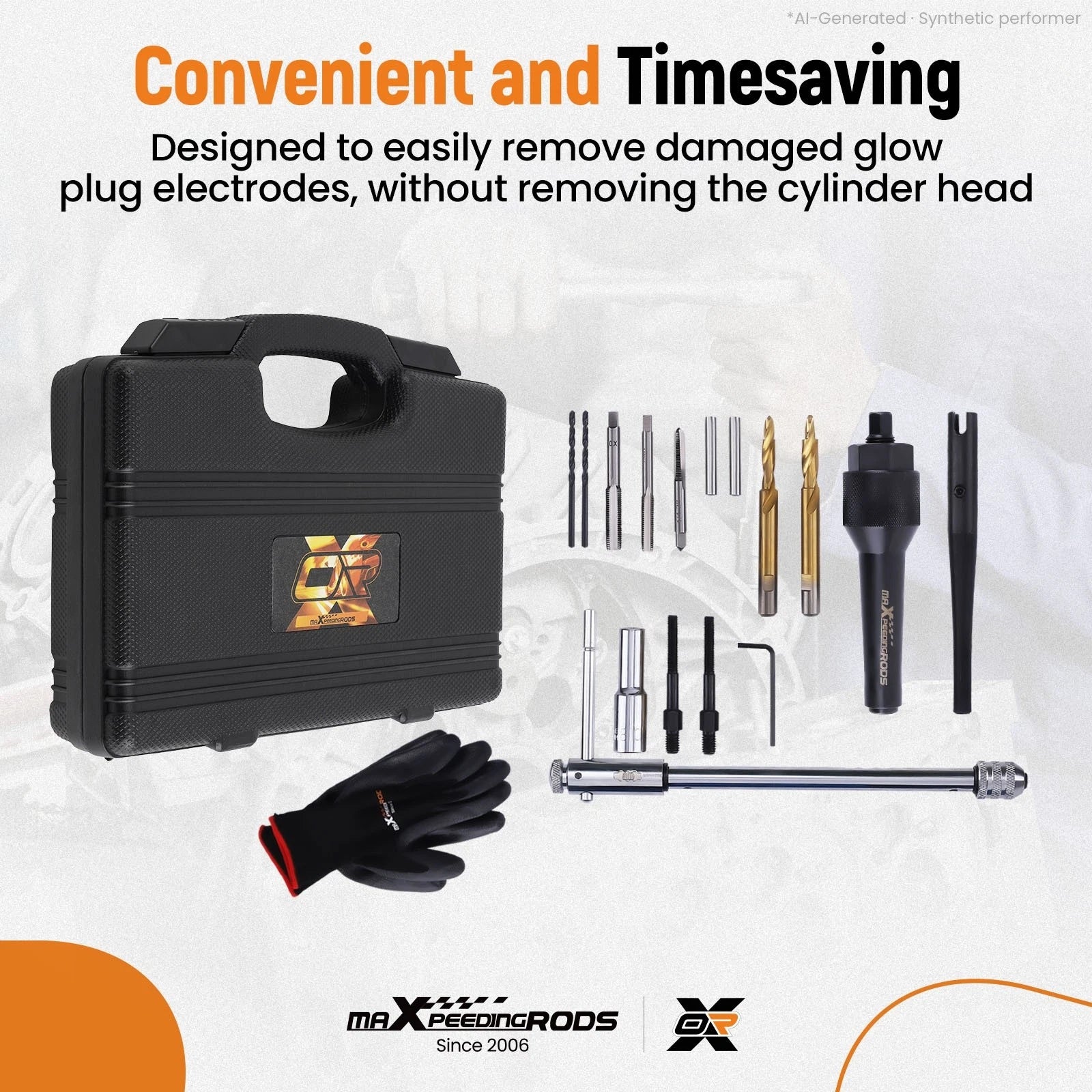16pcs Glow Plug Extractor Kit for Cylinder Heads (8mm, 10mm)