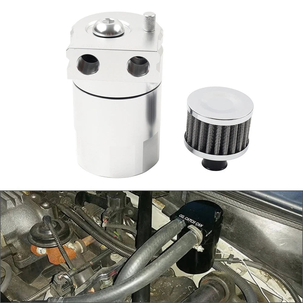 Baffled Engine Oil Catch Can Tank Kit for Universal Vehicles (300ml)