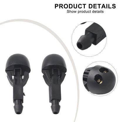 2X Cleaning Nozzle for Front Windscreen Washer Jet (ABS, Black)