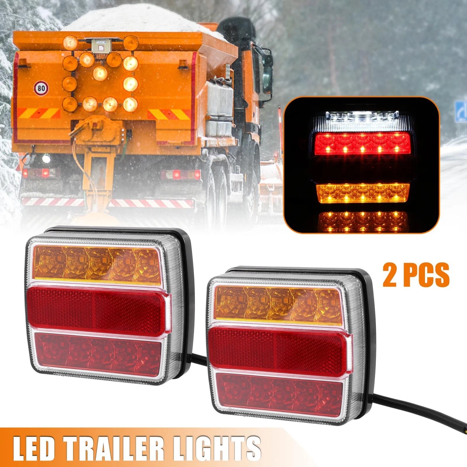 2Pc Turn Signal Brake Tail Light LED Red Yellow White for Car 12V-36V (—)