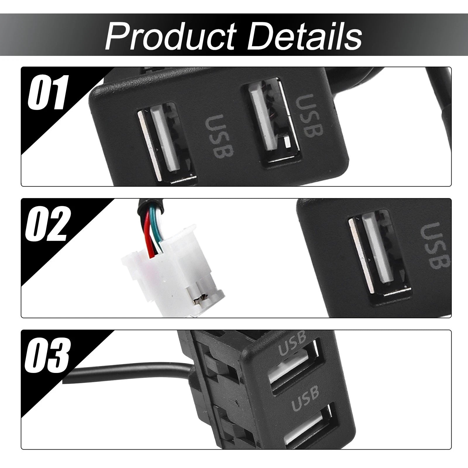 USB Socket for Most Cars (3.4x2.2cm, 4pin+6pin)