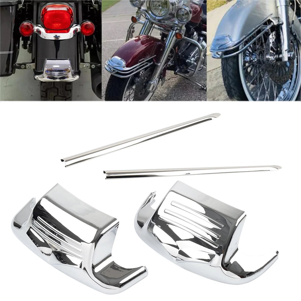 Front Rear Mudguard Tip w/Spear Trim Kit For Harley Road King Electra Glide