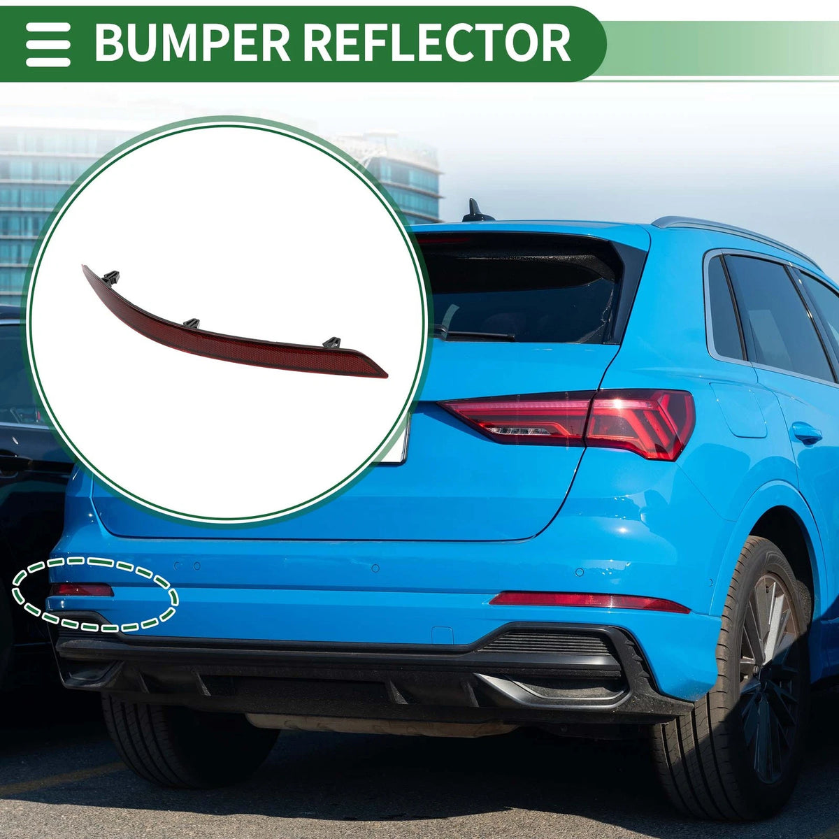 Bumper Reflector Replacement for Audi Q3 F3 (2018–2022) Rear Left Red