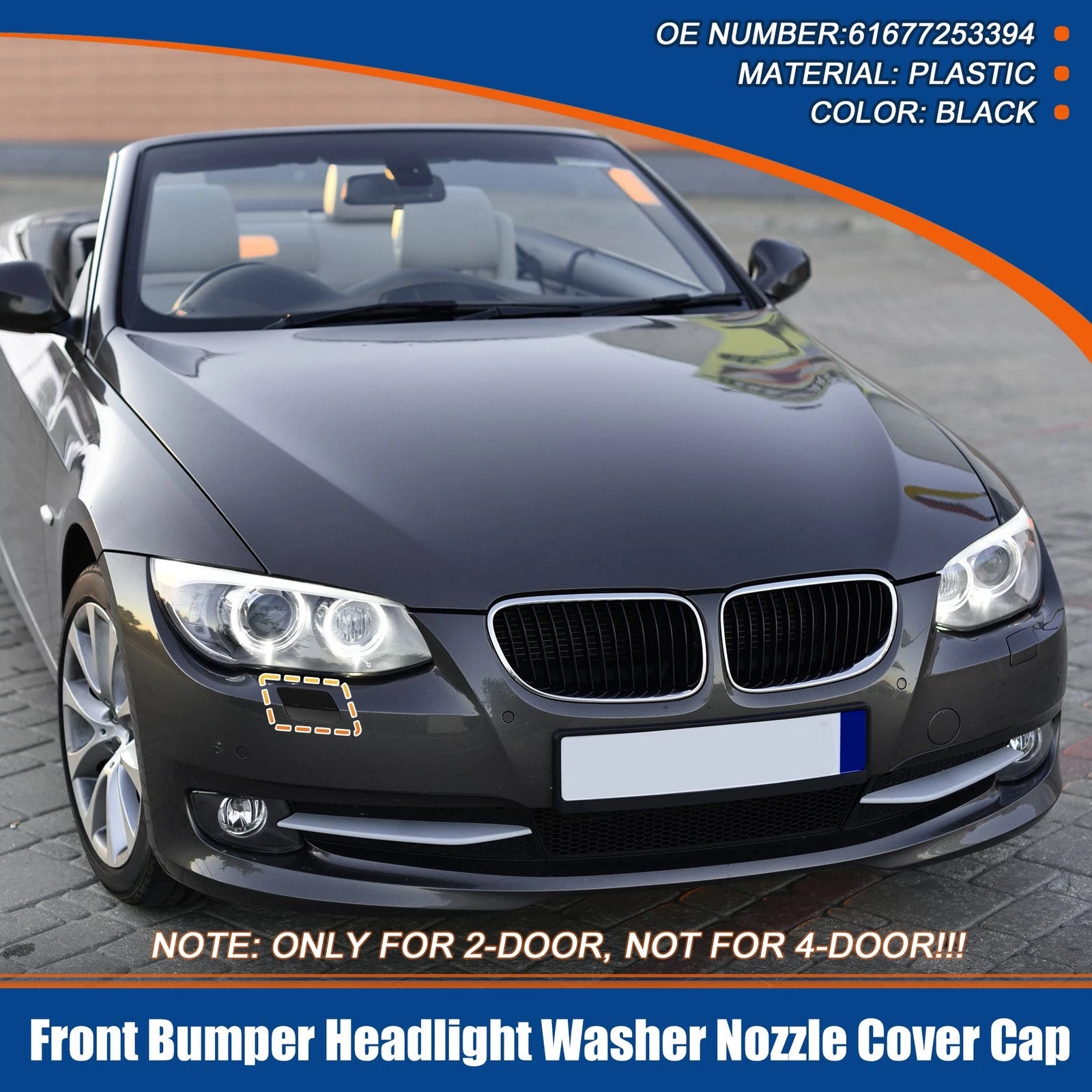 Right Front Bumper Washer Nozzle Cover Replacement for BMW E92 E93 (2011–2013)
