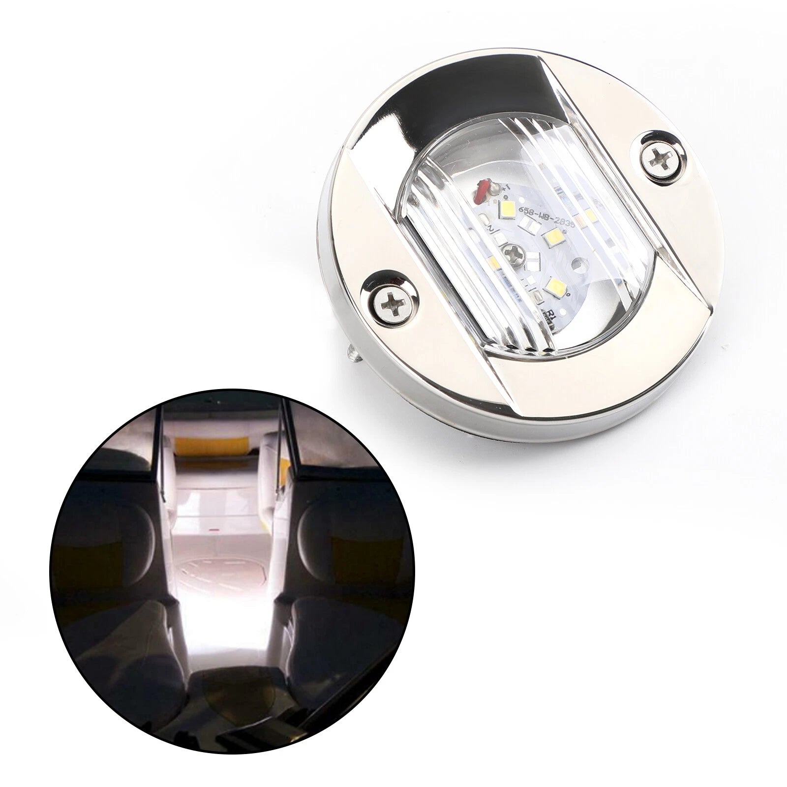 LED Chrome Anchor Stern Light for Marine Boat Yacht (12V) 2835-SMD