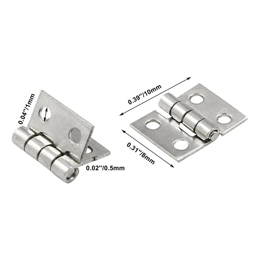 50pcs Mini Hinge for Jewelry Chest Craft Cabinet Wine Box (12x13mm) Silver