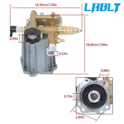 Power Pressure Washer Pump for LABLT RMV25G30D-EZ, RMV2.5G30DEZ (3/4" Shaft)