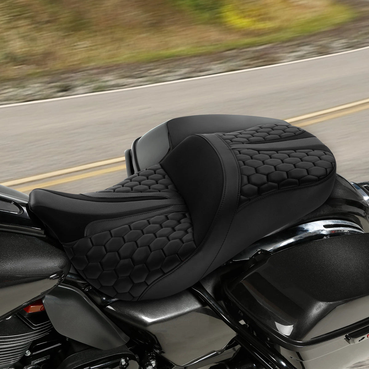 Black Rider Driver & Passenger Seat for Harley Electra Road Glide (2009–2023)