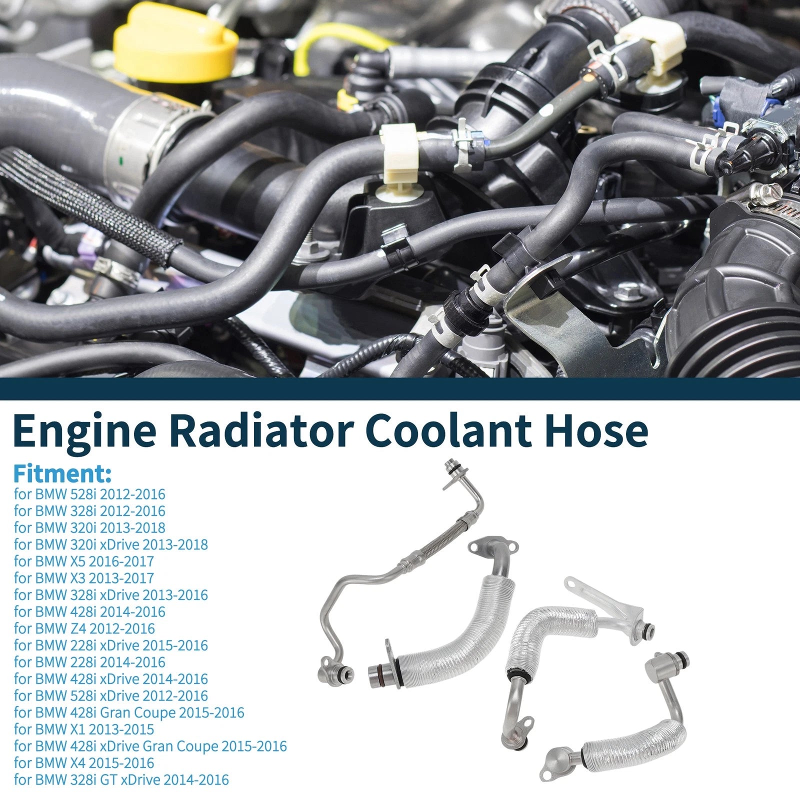 Coolant Hose Engine Radiator Replacement for BMW 528i (2012–2016)