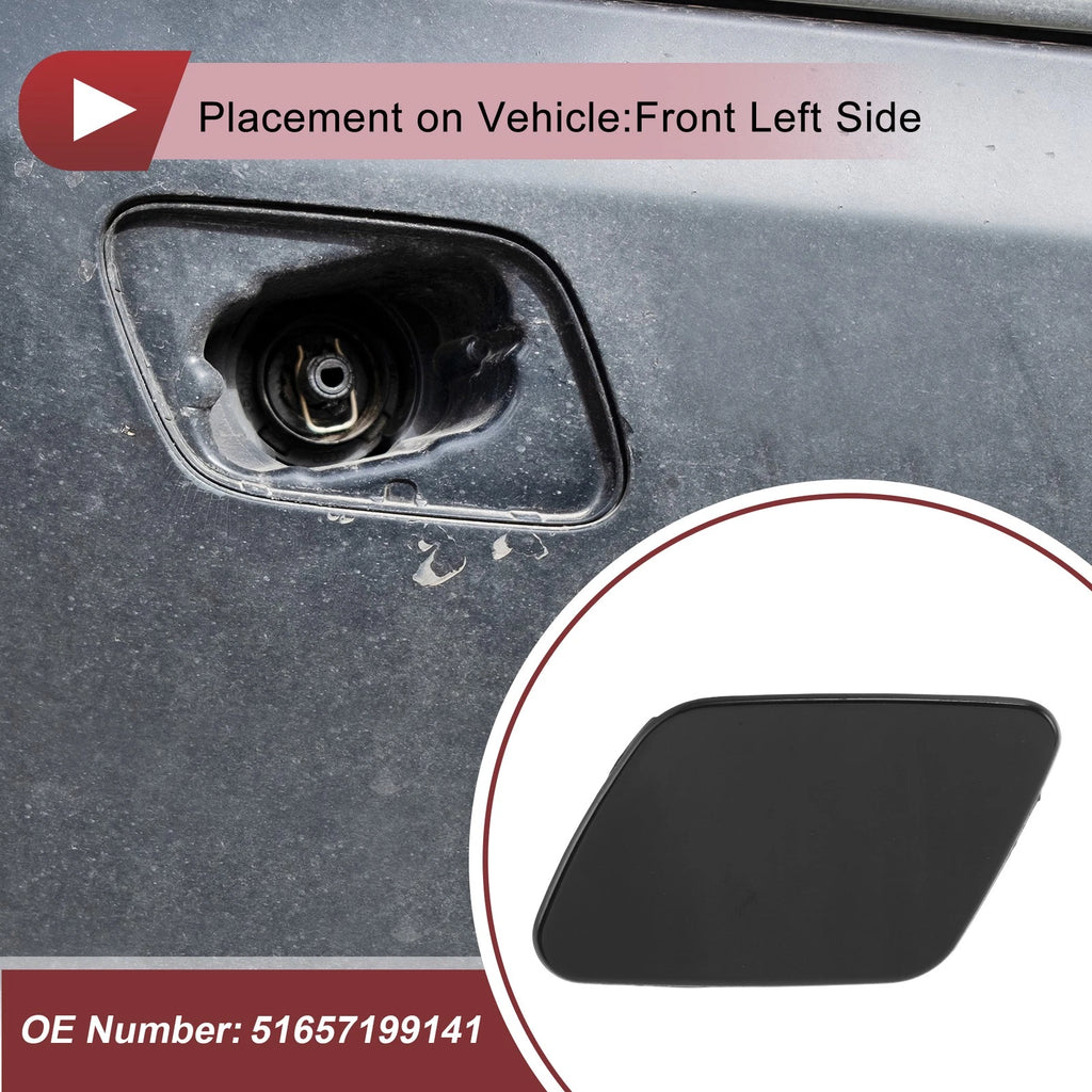 Front Left Bumper Trim Nozzle Cover for BMW X5 (2007–2013) Black