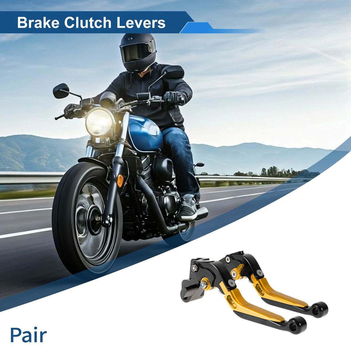Adjustable Brake Clutch Levers for Kawasaki ER-5 (2005–2009) Black Gold Tone