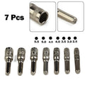 Set of 7 Hex Socket Hex Shank Driver 6 Point H4 (3/25")