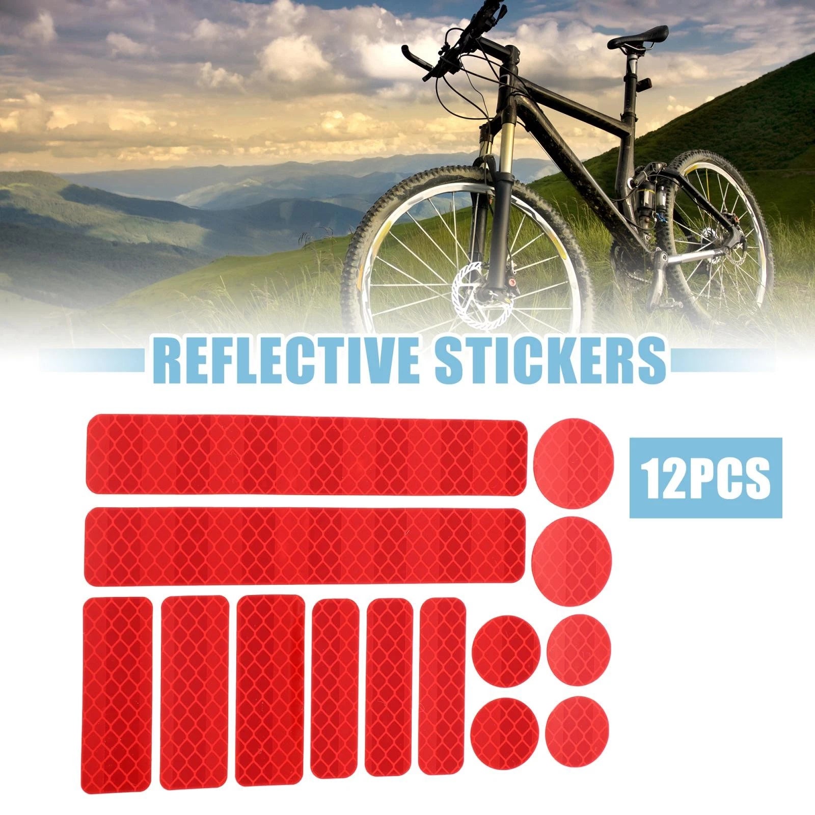14pcs Reflective Stickers for Helmet Reflector for Bicycle Car Red (Universal)