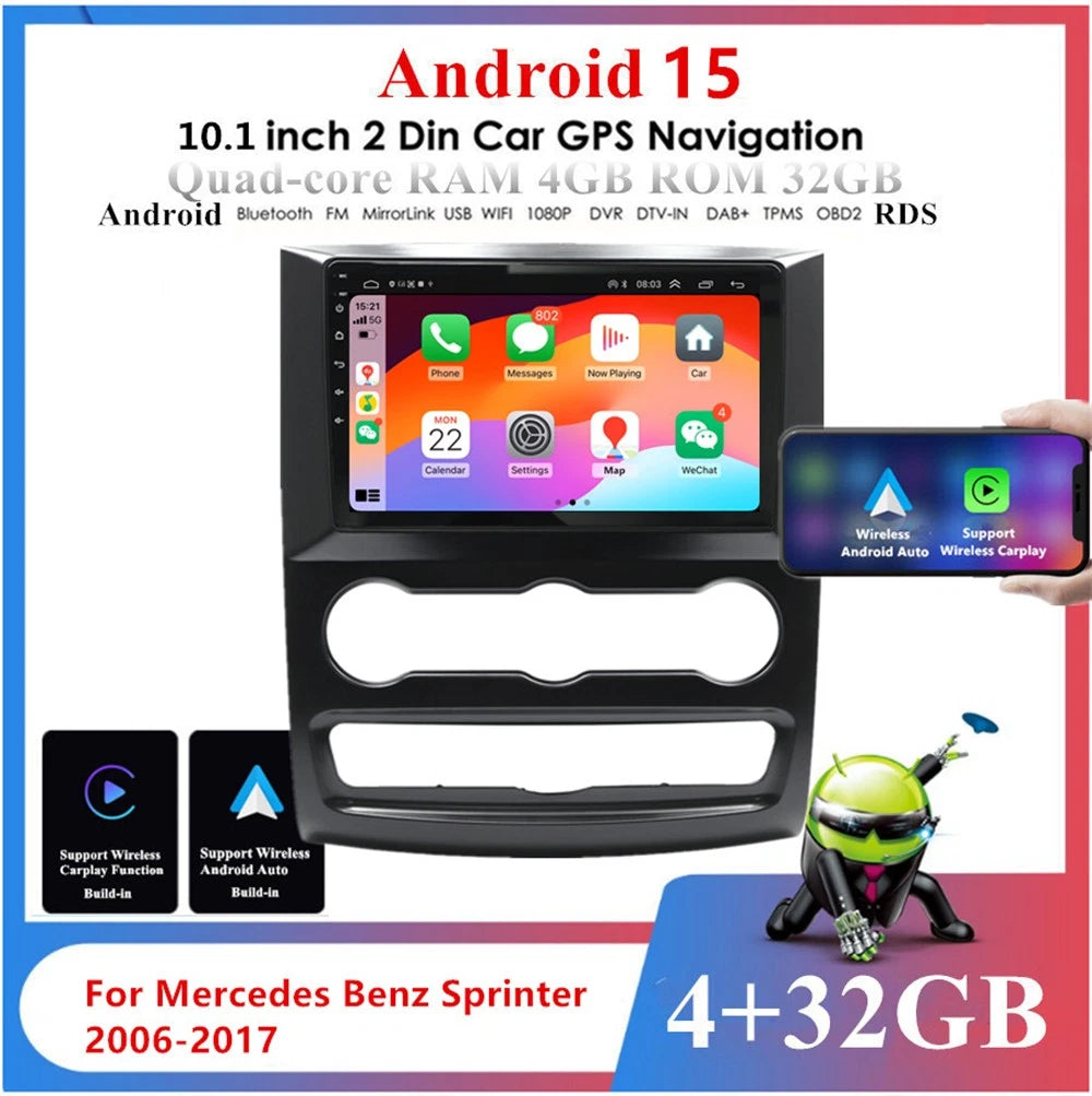 10.1'' Android 4+32GB Car Stereo Radio GPS Navi WIFI For Benz Sprinter 2006-2017