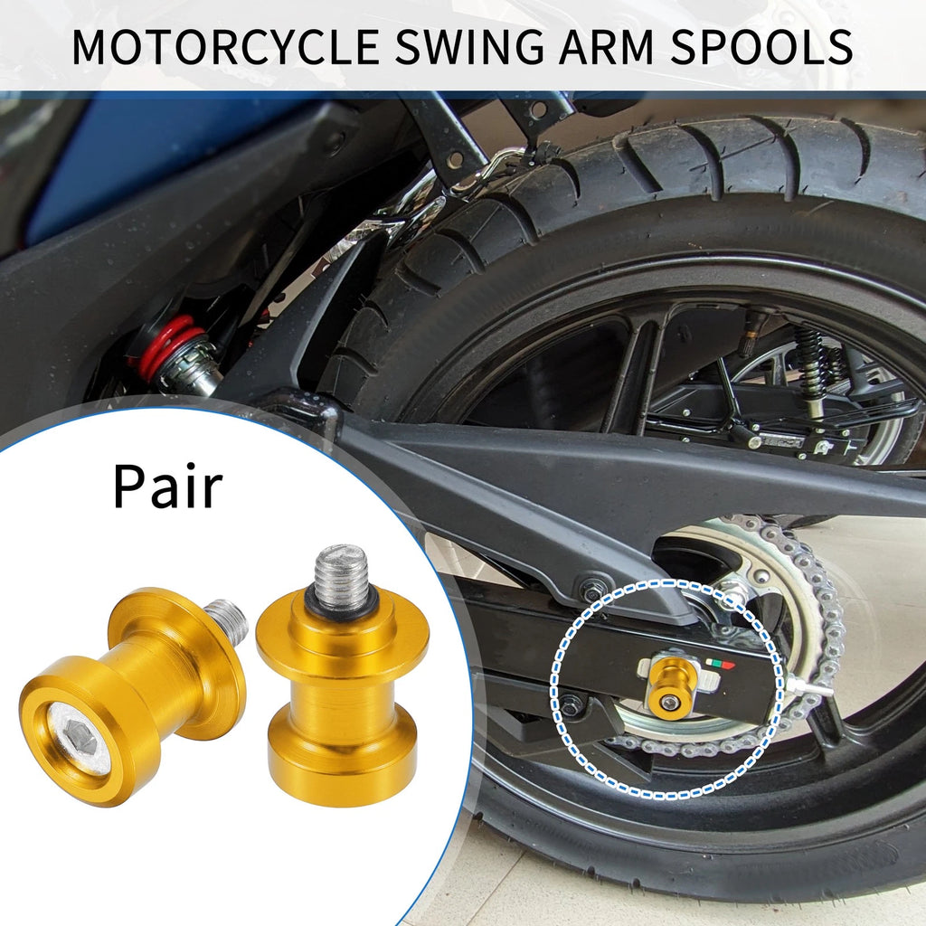 CNC Swingarm Spool 8mm for Motorcycle Pair Gold Tone for Yamaha (2000–2021)