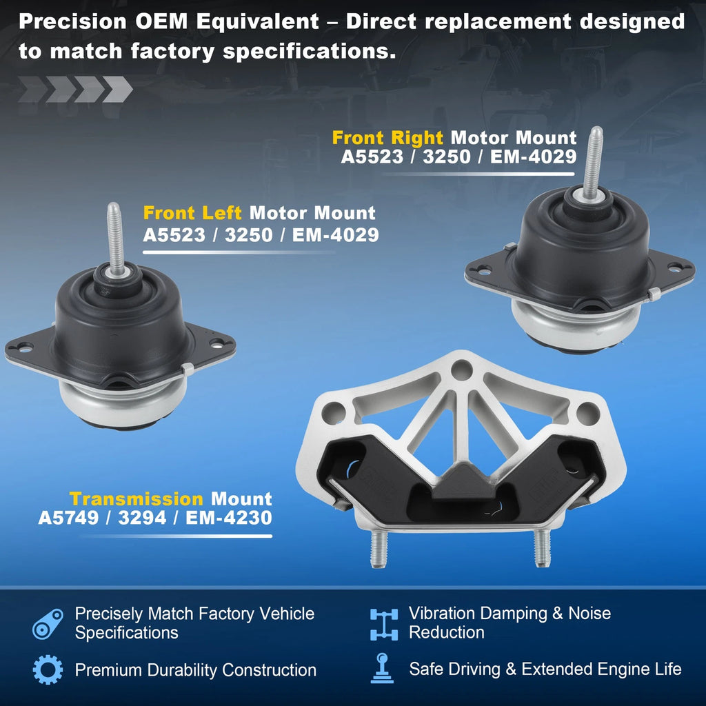 3PCS Engine Motor Trans Mount Set for Ford Mustang (2011–2017) 3.7L/5.0L