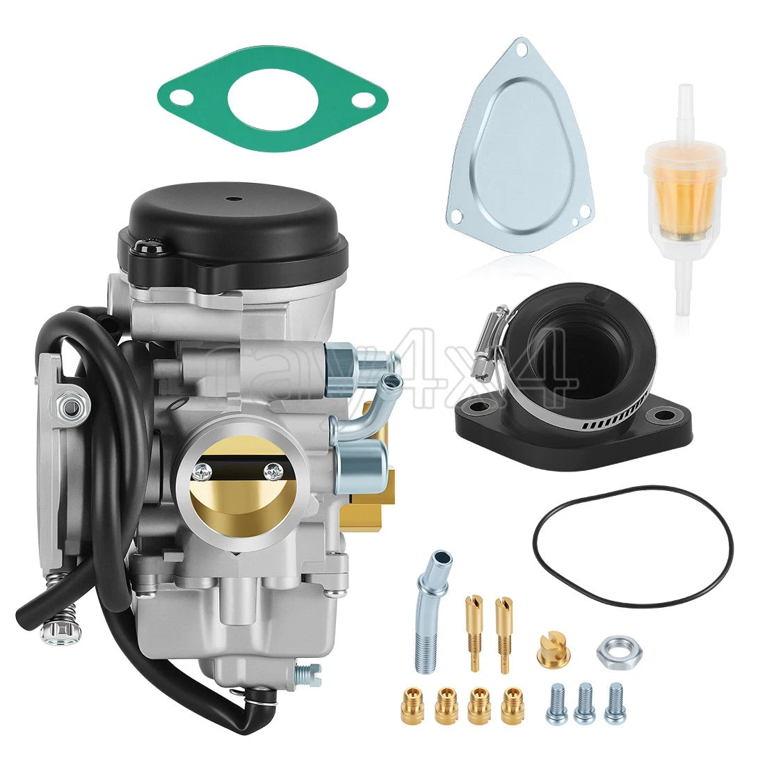 Carburetor for Suzuki King Quad 300, QuadRunner 250 (1999–2002) w/ Intake Pipe Boot