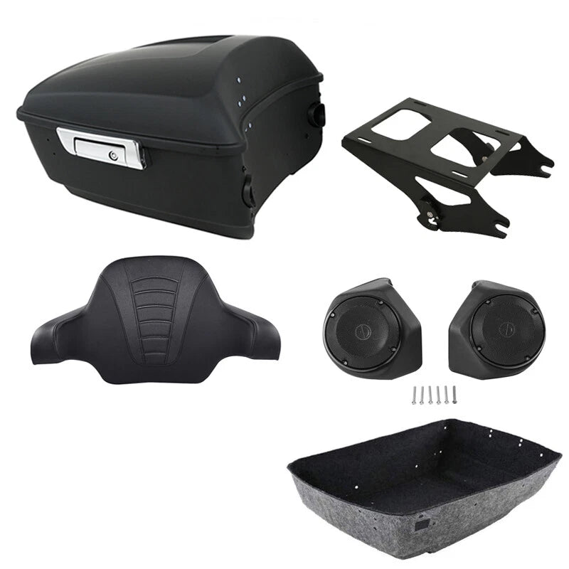Matte Black Trunk Speakers Backrest Mount for Harley Touring (2014–2026)