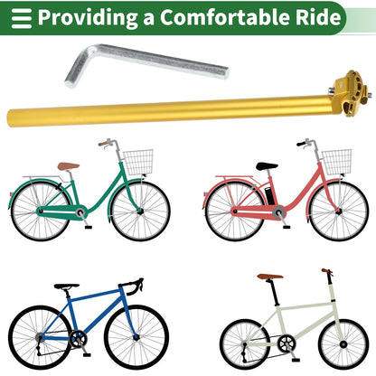 Seat Post for Bike 27.2x500mm Adjustable Angle Aluminum Alloy Gold Tone (1)