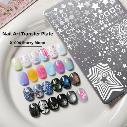 Stainless Steel Nail Art Stamping Plate with Star Moon Patterns (14.5x9.5cm)