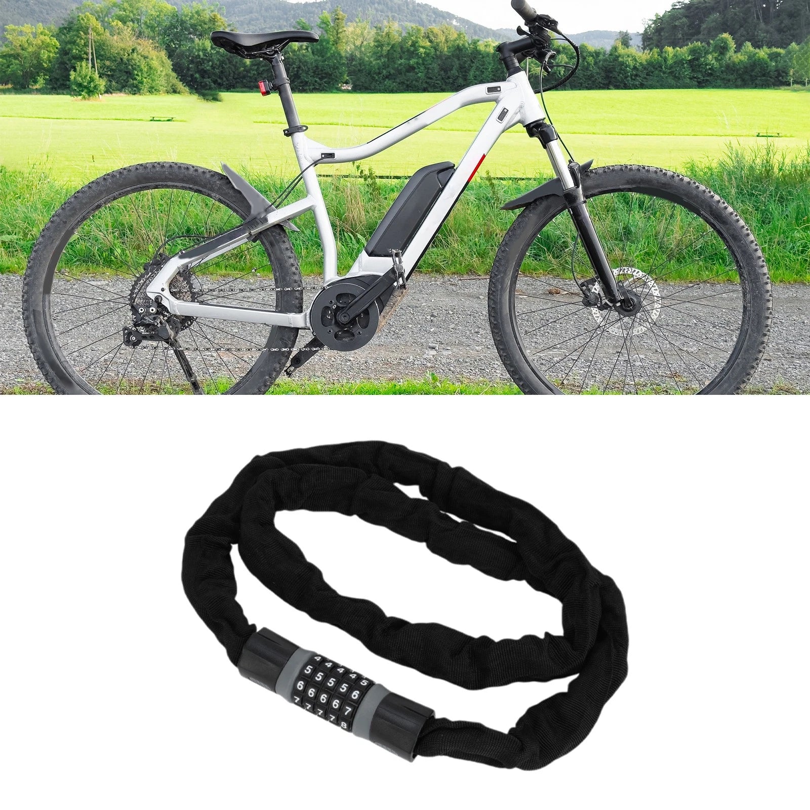 Resettable 5 Digit Bike Lock Security Chain Combination 150cm for Universal