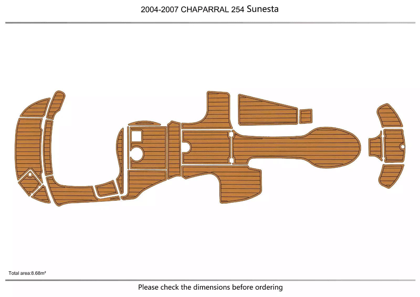 EVA Pads for Chaparral 254 Sunesta (2007) - Teak Deck Floor