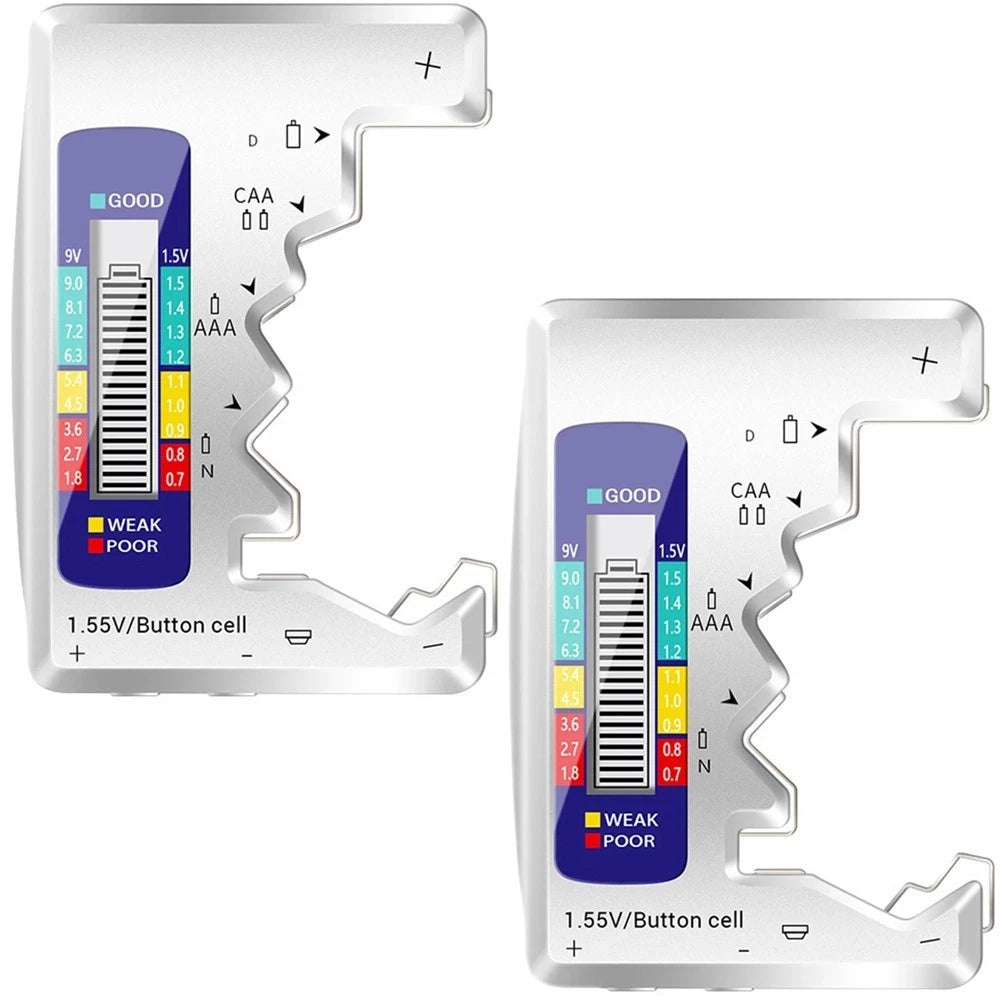 2X Digital LCD Battery Tester for AA AAA C D 9V Button Cell Types