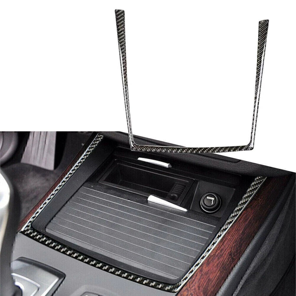 Carbon Fiber Water Cup Holder Sticker Frame Trim For BMW X5 X6 E70 E71 2009-13