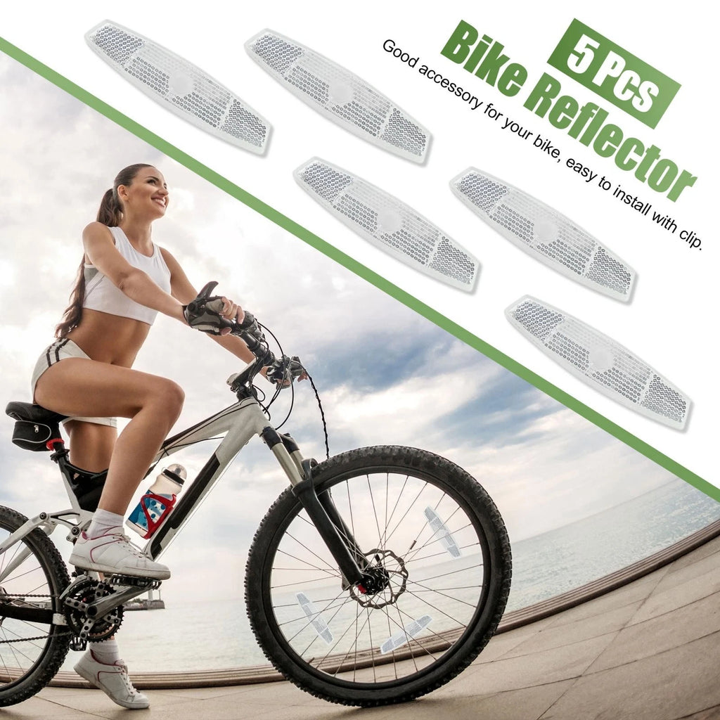 5 Pack Reflective Wheel Spoke Warning Clips for Bike (White) (Universal)