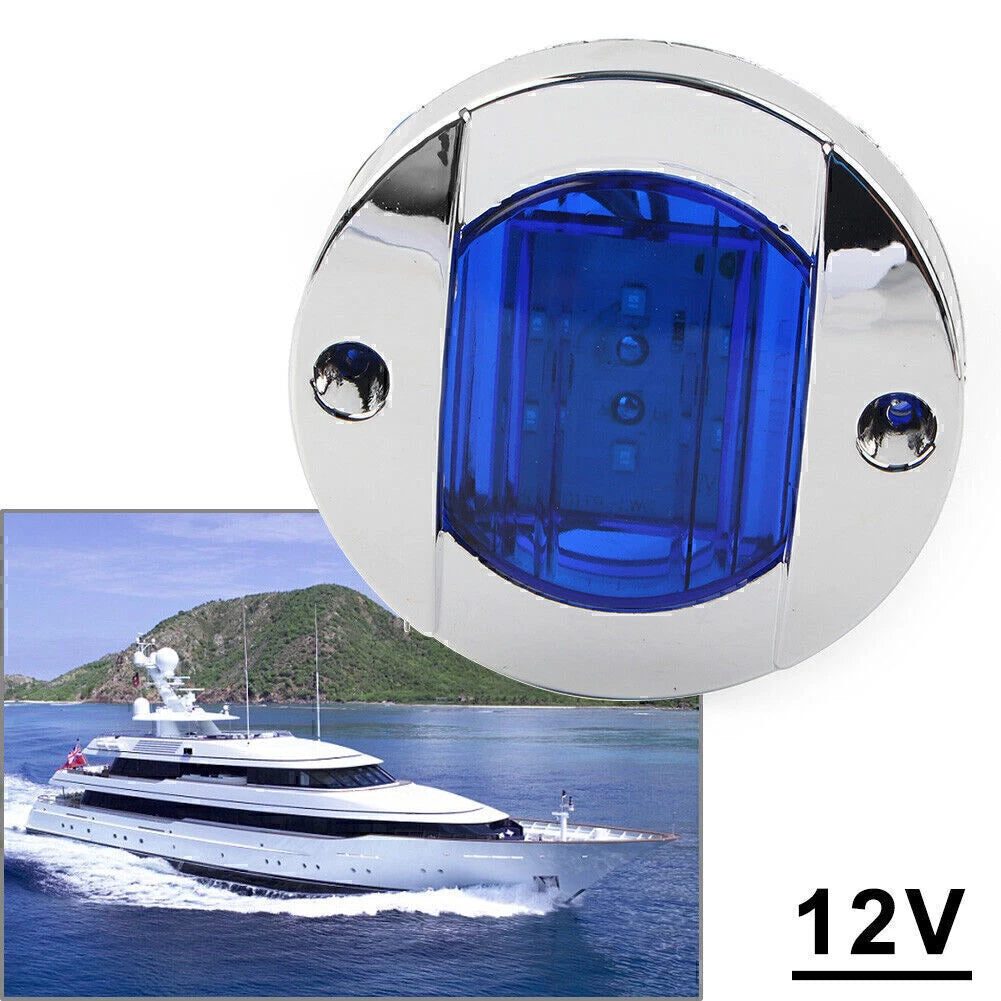 Round 12V 6-LED Side Marker Lights for Truck Trailer RV Boat (LED, Blue)