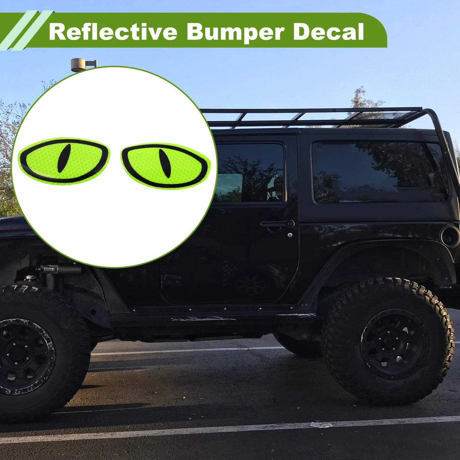 Reflective Bumper Decal for Universal Fit (Fluorescent Green, Devil's Eye)