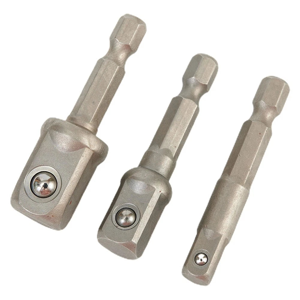 Set of 3 Socket Adapter Hex Shank Drill Bits for Power Tools