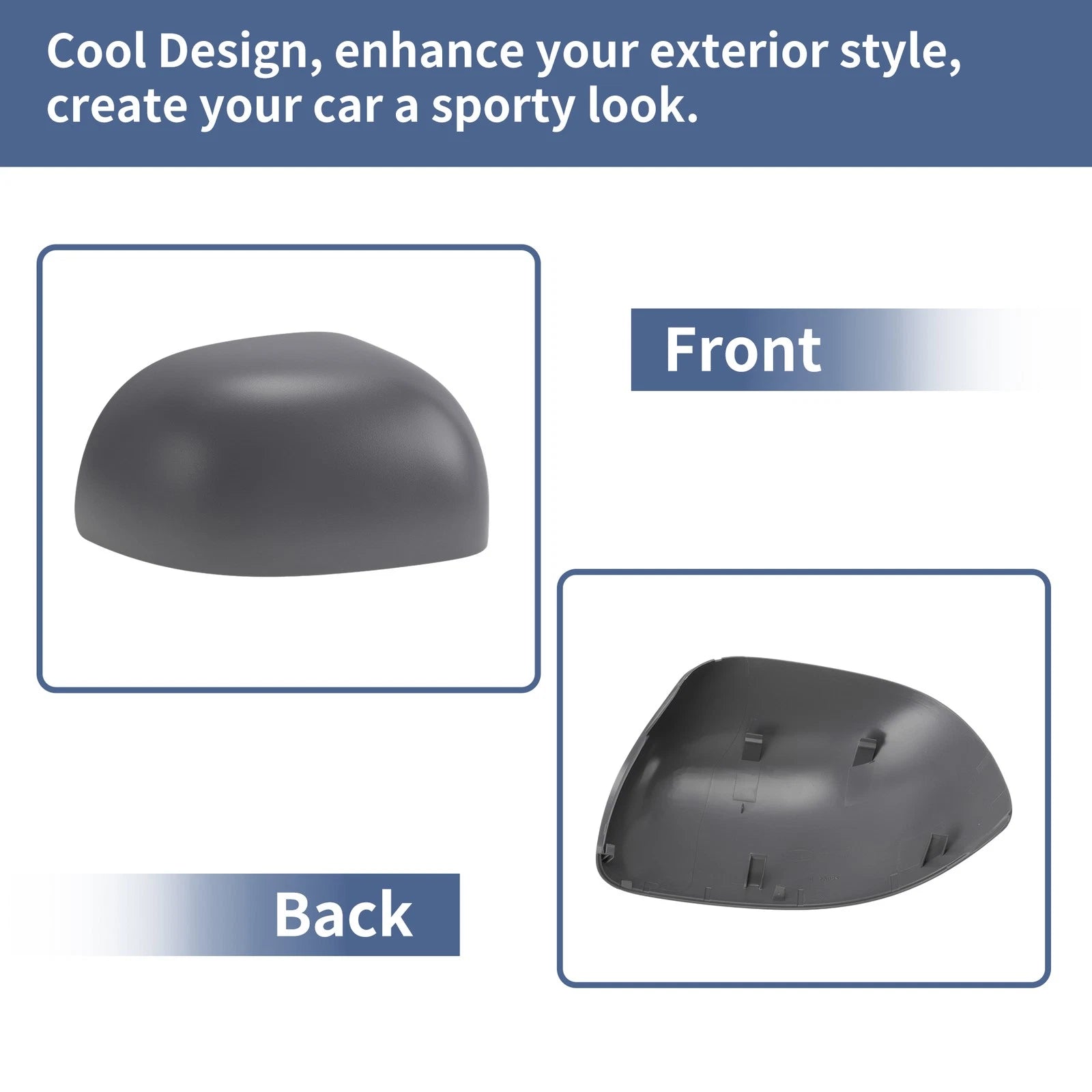 Right Driver Side Mirror Cover Cap Replacement Gray for Fiat Panda (2003–2012)
