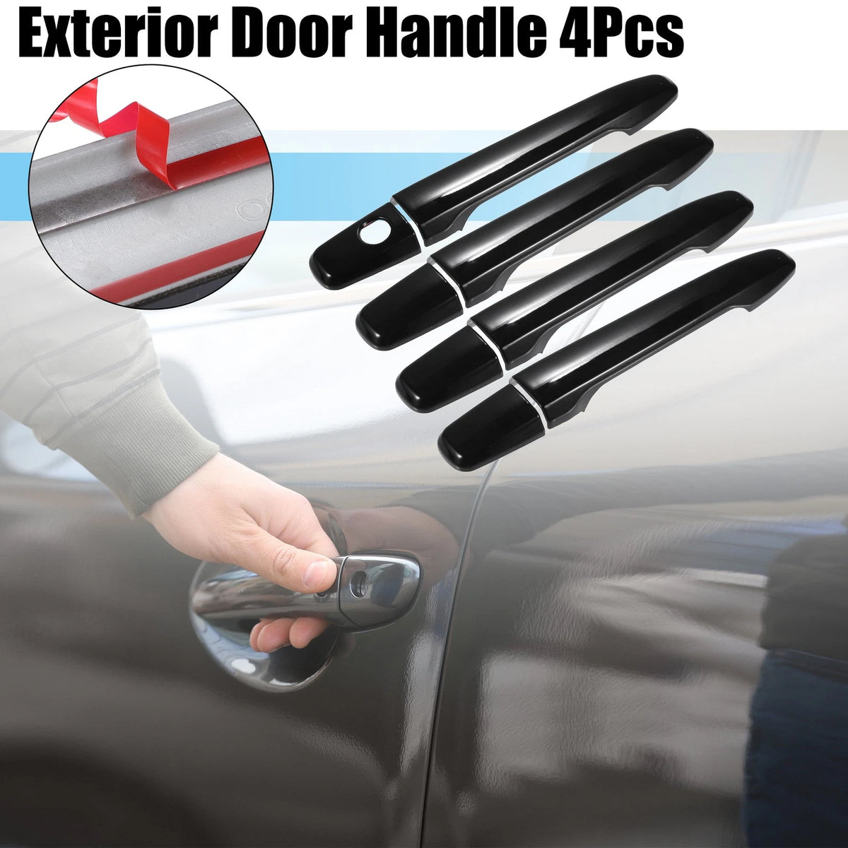 Exterior Door Handle Cover Replacement No Keyless Holes Fit for Mitsubishi (4Pcs)
